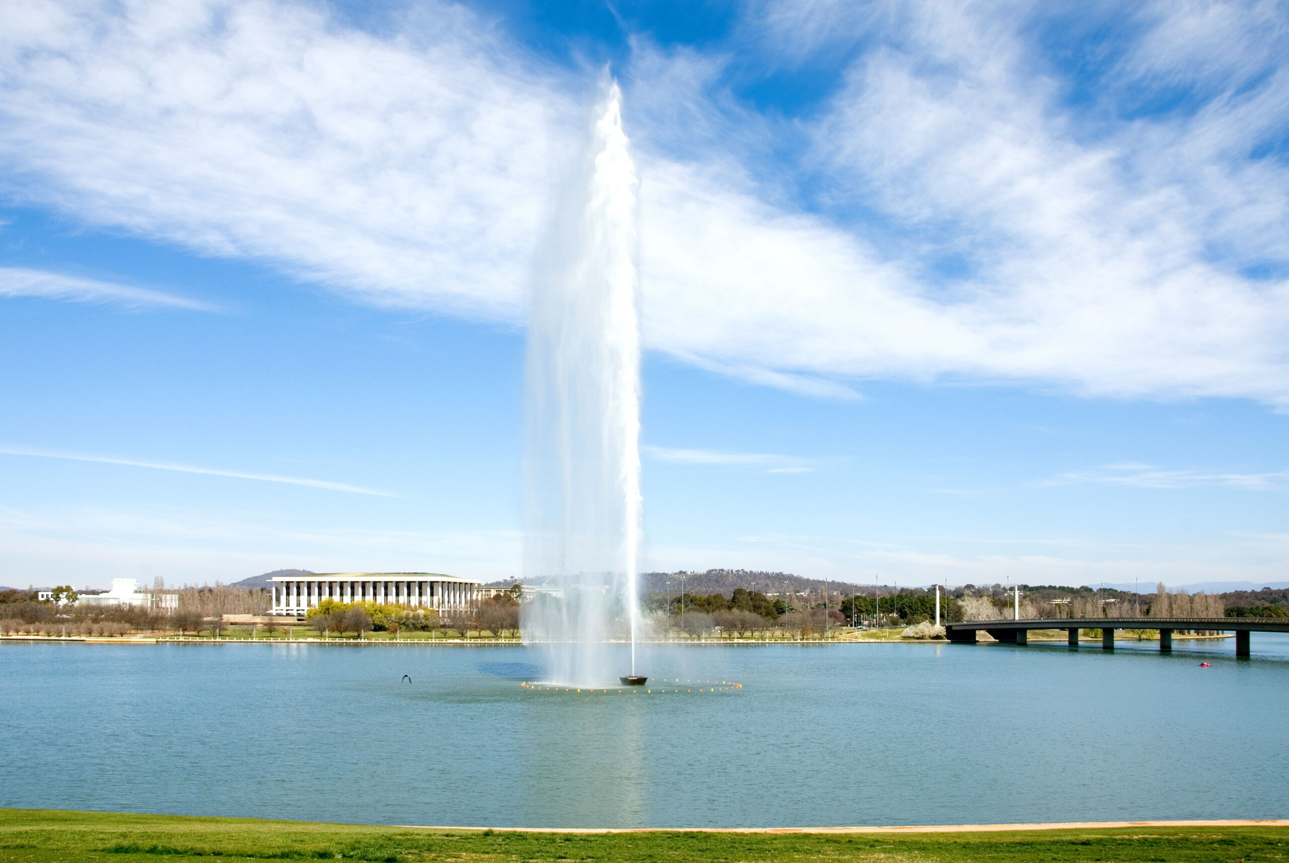 The Captain Cook Memorial Water Jet, Lake Burley Griffin, Canberra, Australia